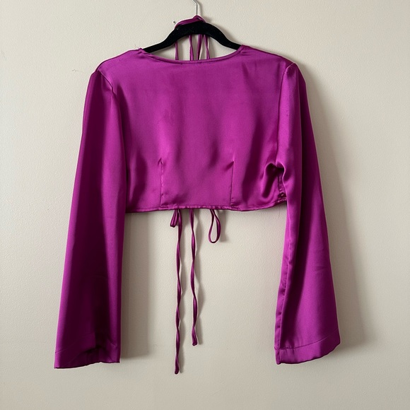 Purple Satin Wrap Top - Picture 2 of 2